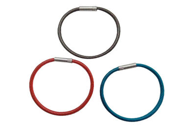 Покрытое резиной собрание ключевого кольца петли кабеля, сильное гибкое кольцо стального провода ключевое